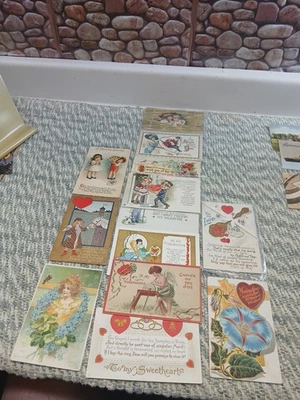 13-Día de San Valentín-Último Lote de Tarjetas Postales de San Valentín-Fechado con franqueo Foto 1 de 4