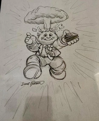 1/1 GPK Adam Bomb PENCIL ROUGH ART! Garbage Pail Kids Engstrom Auto! - Image 1 of 3