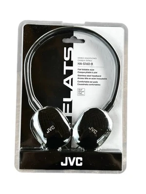 JVC Flats On Ear Adjustable 4 ft Corded  Headphones HA-S160-B for work, travel - Image 1 of 4