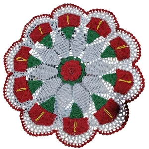Handarbeit gehäkelt Urlaub Weihnachten Weihnachtsstern rote Blume Deckchen Tischdeko - Bild 1 von 9