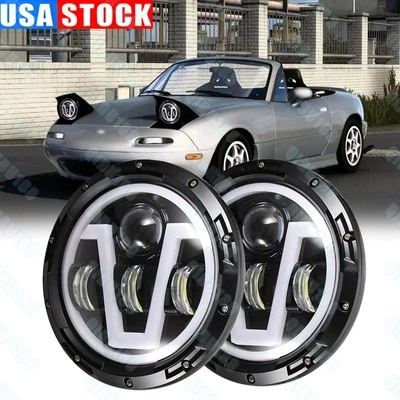Par de faros LED redondos de 7" nuevos para Mazda Miata MX5 MX-5 1990-1997 H6024 H6017 Foto 1 de 4