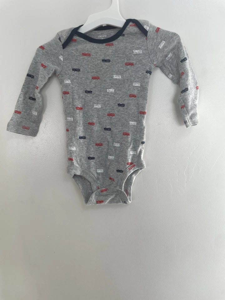 Body Carter's Baby Boys Colorido Camiones de Bomberos 100% Algodón Manga Larga Gris 9M Foto 1 de 4