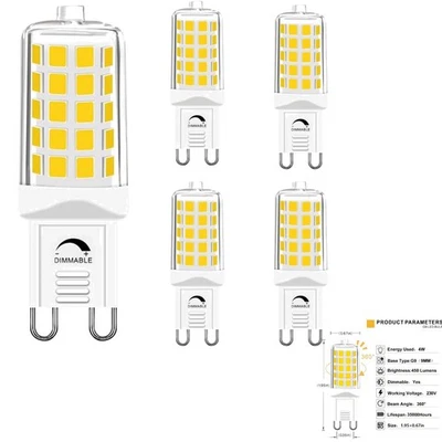 LED G9 LED Lampe dimmbar, 4W, 450lm, 4000K, AC 230V, no Flimmern, Keramik-Sockel - Bild 1 von 2