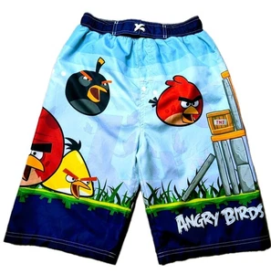 Angry Birds Boys Swim Trunks Size L 12/14 Cartoon TNT Slingshot Board Shorts - Picture 1 of 6