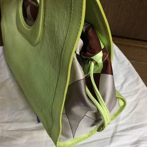 EMILIO PUCCI Pony Hair Tote Bag Handbag Purse in Yellow Green w/Dust Bag Japan - Picture 1 of 4