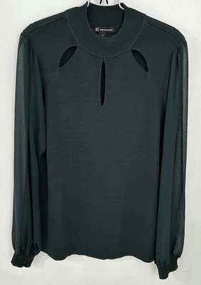 Blusa de malha feminina INC International Concepts XXL verde floresta manga transparente nova com etiquetas - Imagem 1 de 4
