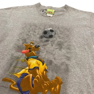 Vintage Youth Scooby Doo Soccer Tee Shirt Top Cartoon Network 2000 Y2K M 8 90s - Picture 1 of 8