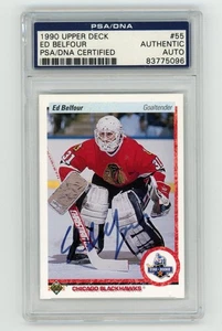 PSA DNA Ed Belfour Signed 1990-91 Upper Deck #55 COA HOF RC Rookie Blackhawks - Picture 1 of 2