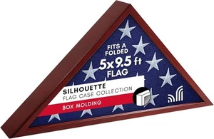 Americanflat große Flaggenvitrine - passt gefalteten 5x9,5' Grabfahnen braun - Bild 1 von 7