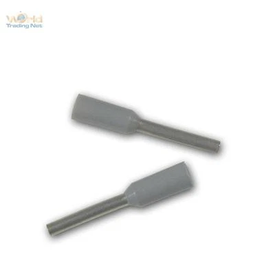 WORLD-TRADING-NET 100 graue Aderendhülsen, für 0,14mm² Kabel, Schaft isoliert, Aderendhülse grau