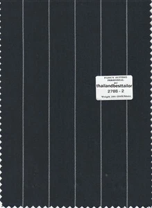 Dark Blue in White Pin Stripe Suiting Fabric Best For Suit Pants 5 Yard Fabric - Picture 1 of 2