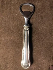 APRI BOTTIGLIA CAPSULA CAVATAPPI INOXID CON MANICO PUNZONATO ARGENTO 800 - Foto 1 di 5