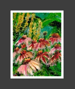My Favorite Cornflowers 2007 Plain Air OIL Painting FINE ART PRINT Signed garden - Picture 1 of 12