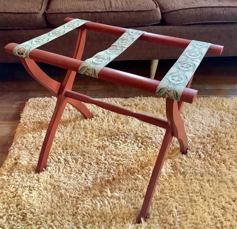 Vintage Wood Folding Rack Luggage Suitcase Stand Hotel Valet Tapestry wooden Cover