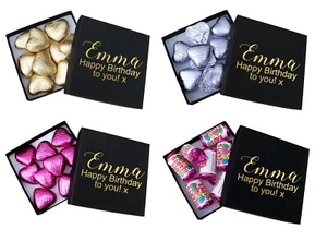 Caja de regalo de chocolates personalizados lámina dorada feliz cumpleaños mensaje amor - Imagen 1 de 9