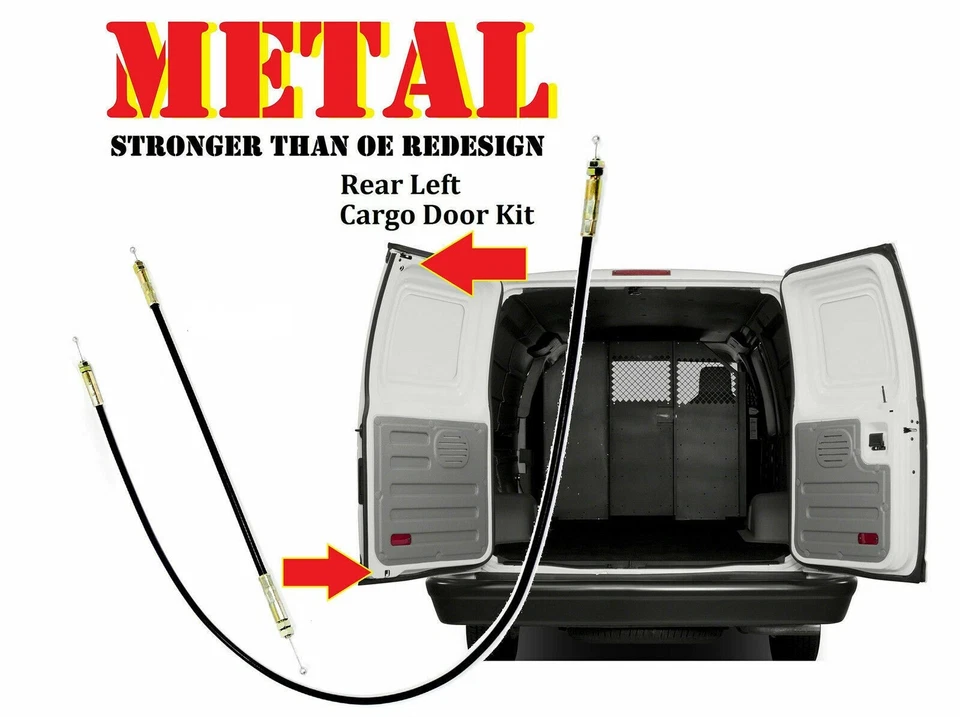 LH Rear Door Metal Opening Cables for 1992-2014 Ford Econoline Van Cargo 2pc KIT Foto 1 de 1