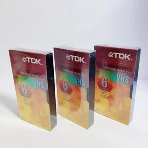 New Sealed Lot of 3 TDK 6 Hours T-120 VHS Blank Tapes Superior Quality - Picture 1 of 2