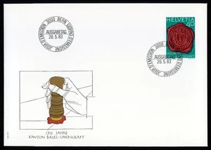 SCHWEIZ FDC 1983 KANTON BASEL SIEGEL SCHMUCK-ERSTTAGSBRIEF xc36 - Imagen 1 de 2