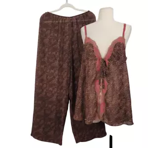 Conjunto De Pijama De Colección Y2K Victoria’s Secret Estampado Animal Guepardo Talla L Pierna Ancha Transparente - Imagen 1 de 7