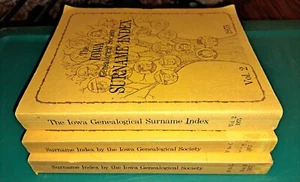 3 Iowa Genealogical Society Surname Index Paperback Books 1970's - Picture 1 of 8