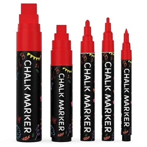 5 Red Chalkboard Chalk Markers - Red Dry Erase Markers for Blackboard Chalkbo... - Picture 1 of 9