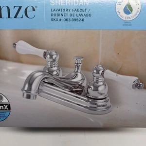 DANZE Bathroom Faucet Sheridan Chrome White Handles 063-3952-6 Pop-Up Drain - Bild 1 von 6