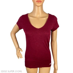 Camisa Top Informal Manga Corta Hollister Co Rojo Oscuro Cuello Redondo Logo Talla Pequeña - Imagen 1 de 4