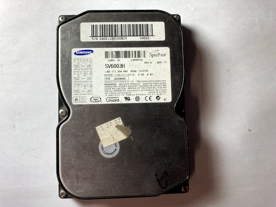 Samsung 60 GB,Internal,5400 RPM,3.5" (SV6003H) Hard Drive Tested - Image 1 of 1