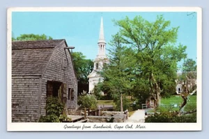 Grüße aus Sandwich Cape Cod MA Massachusetts Chrom Postkarte M7 - Bild 1 von 2