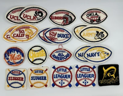 Vintage Lot of 20 Small Embroidered Football Baseball & Little Leaguer Patches - Image 1 of 4