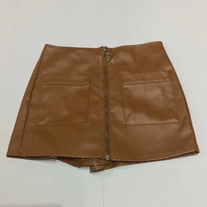 Forever 21 Brown Skirt Womens Medium Mini Short Faux Leather Zipper Casual - Bild 1 von 11