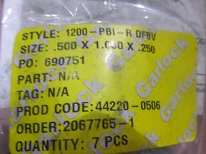 Garlock 1200-PBI-R DFBV 0,500 x 1,000 x 0,250 vorgeschnittenes Ventil Verpackung 7 Stück - Bild 1 von 5