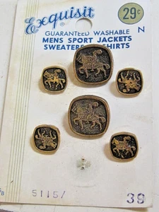 Vintage Exquisit Brand Store Card Men's Buttons Knight On Horse - Picture 1 of 5