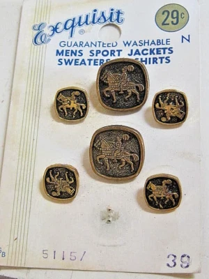 Vintage Exquisit Brand Store Card Men's Buttons Knight On Horse - Image 1 of 4