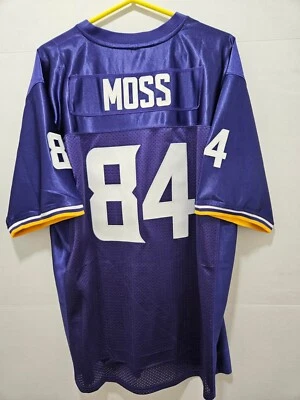 RANDY MOSS HOF PURPLE CUSTOM STITCHED FOOTBALL JERSEY MINNESOTA MENS SIZE LARGE - Image 1 of 4