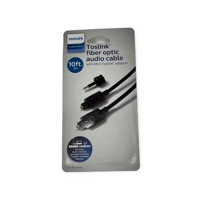 Cable de fibra óptica Toslink Phillips Audio/Video 10 pies NUEVO Foto 1 de 3