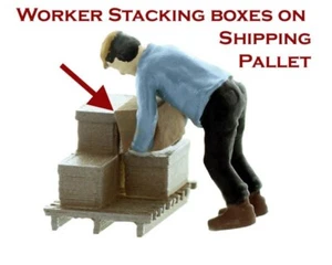 Dock/Warehouse Worker Stacking Boxes On Pallet Painted And Ready To Go #482 - Picture 1 of 4