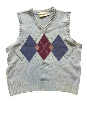 De Colección Chaleco McGregor Adulto Grande Azul Claro Argyle Diamante Mezcla de Lana Suéter Para Hombres Foto 1 de 4