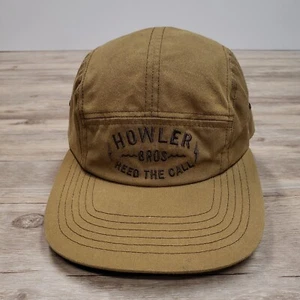 Howlers Bros 5 Panel Hat Cap Strap Back Camp Brown Oilskin Cotton Adjustable - Picture 1 of 9