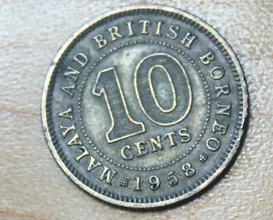 1958 Malaya & British Borneo 10 Cents - Picture 1 of 2
