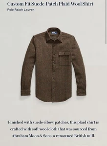 Ralph Lauren Polo Mens Shetland Wool Overshirt Leather Patched Small New - Picture 1 of 11