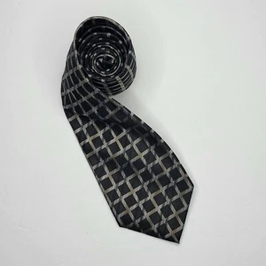 Van Heusen Silk Stain Resistant Block Neck Tie Black Brown 60" x 3.75" - Picture 1 of 5