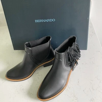 NWT Bernardo Penney Rain Women's Black Booties Size 6M TE38G Designer Fall - Image 1 of 4