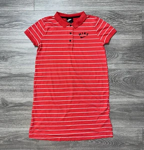 Nike Polo Shirt Dress Short Sleeve Striped Kids Youth Girls XL Coral Athletic - Picture 1 of 12