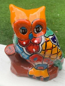 El Buho gelbe Eule mexikanische Talavera Kunst 8x7x5 handbemalt Keramik J40 - Bild 1 von 7