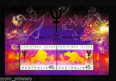 Рождество - "китайский зодиак ~ год быка 1997" MNH мини лист MS! - Изображение 1 из 3