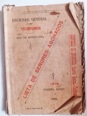 SOCIEDAD GENERAL DE TELÉFONOS ,RED DE BARCELONA ,LISTA DE SEÑORES ABONADOS 1919 - Imagen 1 de 4