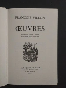 Werke - François Villon - Aux Quais De Paris, Libr. Mireille Cent 1959. - Bild 1 von 7