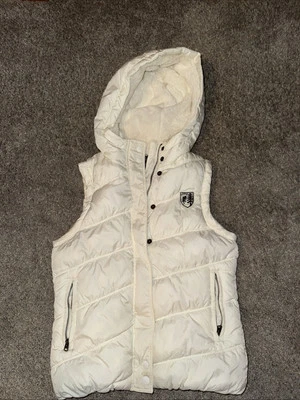 Жилет пуховик American Eagle флисовая куртка с капюшоном стеганая на молнии женский белый - Изображение 1 из 4