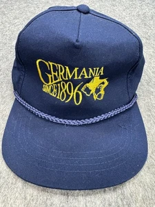 Vtg Germania Since 1896 Navy Blue Adjustable Snapback Hat YUPOONG - Picture 1 of 6